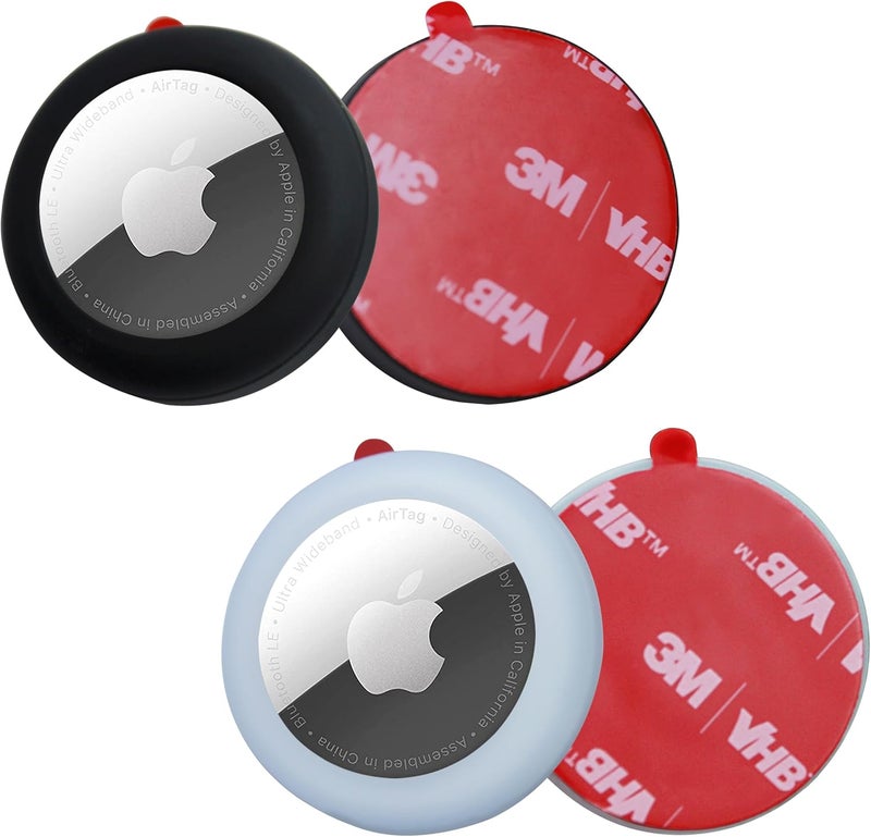 echinff Silicone Case with 3M Strong Adhesive Sticker, 4 Pack Protective Case for Apple Air Tags for Sticking On Tv Remote Headphones Luggage Laptop Camera - Image 1